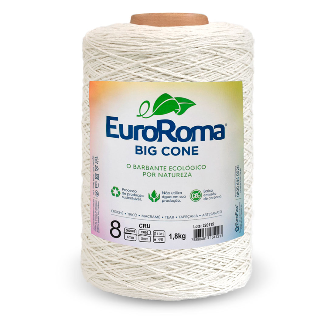 Barbante Cru Nº 8 Euroroma Big Cone 1,8 kg