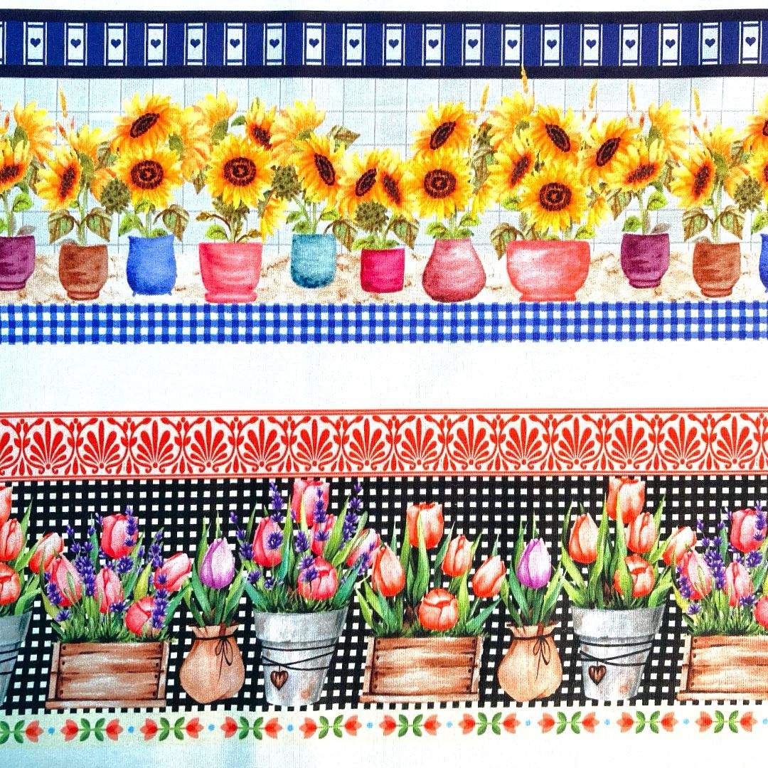Barrado Digital Tricoline - Jarro Flores 0,50 x 1,50mt