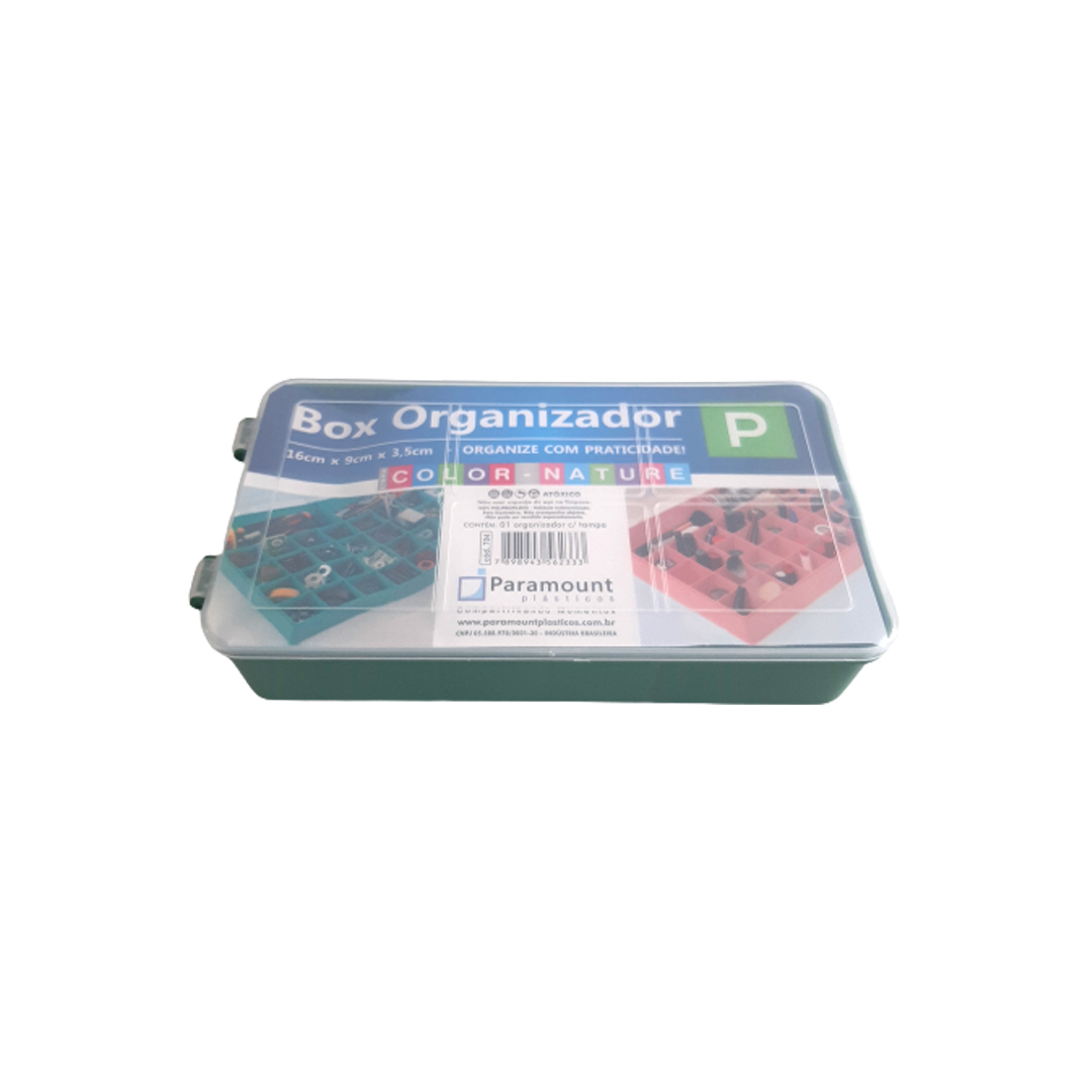Caixa Box Organizadora Tam. P Ref. 704 cor Verde med. 16 cm x 9 cm x 3,5 cm - Paramount