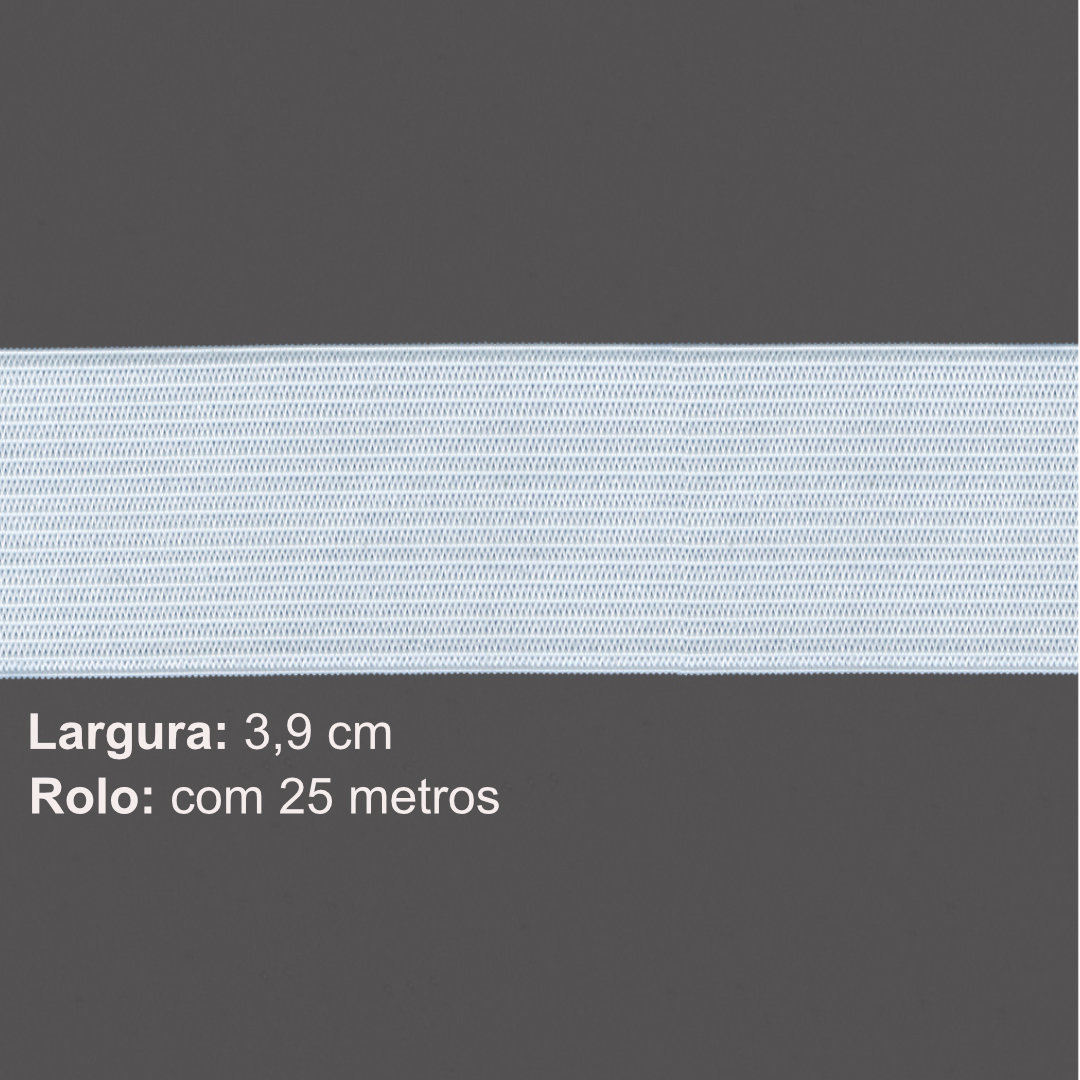 Elástico de Embutir Branco Nº 40 de 3,9 cm com 25 metros