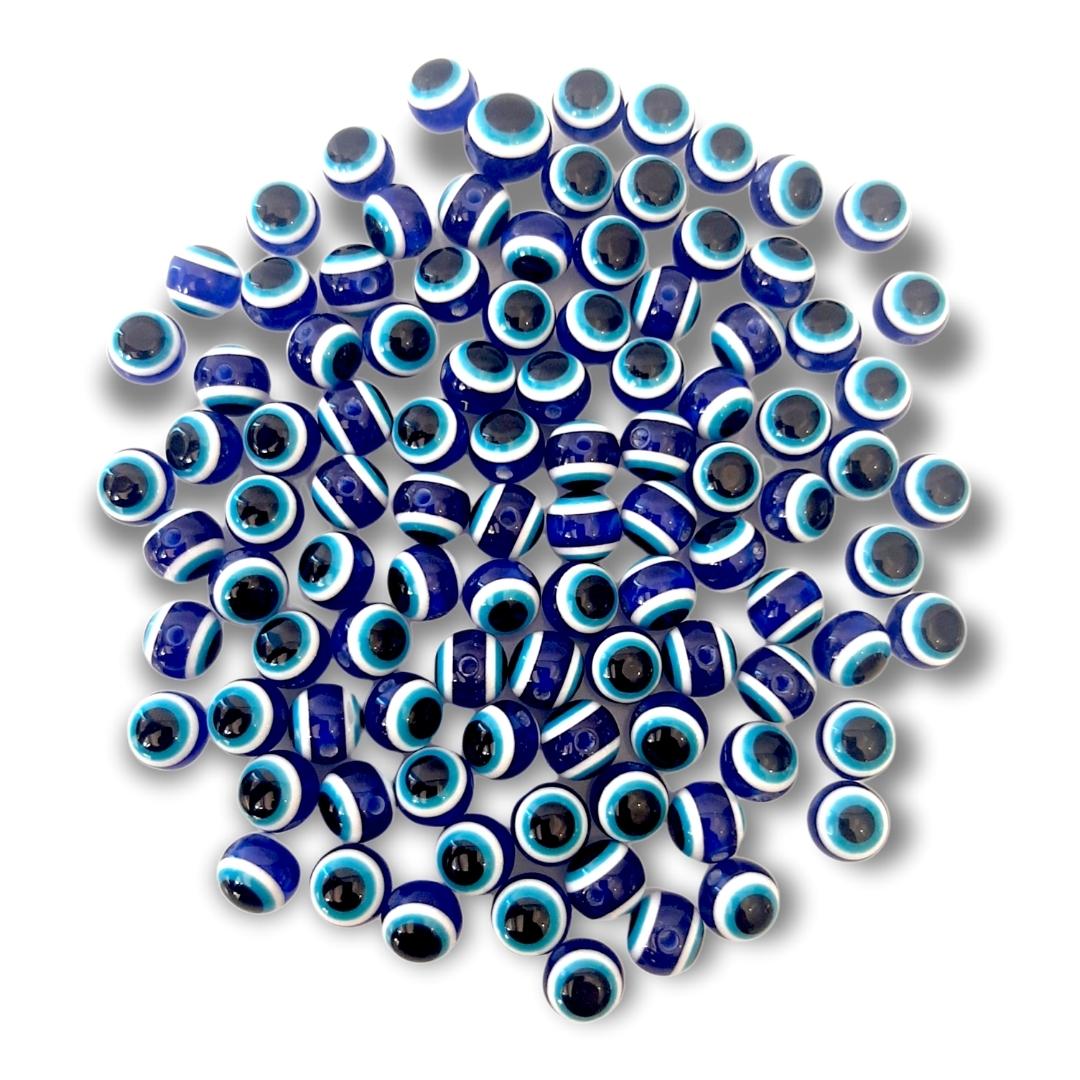 Miçanga Olho Grego Azul 10 mm com Furo Passante para Artesanato