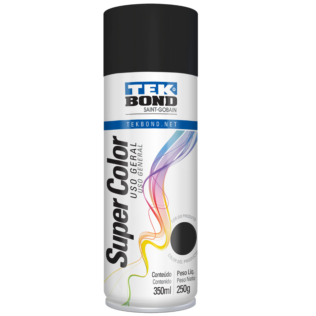 Tinta Spray Preto Fosco Uso Geral 350ml Tekbond