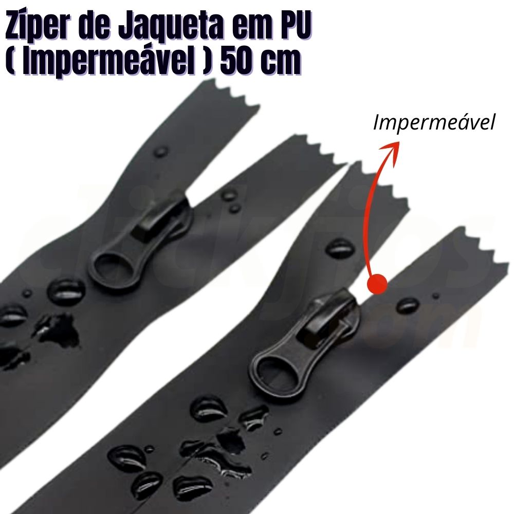 Zíper de Nylon Invisível para Jaqueta (destacável) em PU med. 50 cm