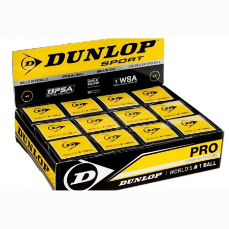 Bola de Squash Dunlop Revelation PRO 2 Pontos Amarelos Caixa com 12
