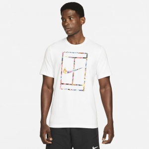 Camiseta Nike Court Branco e Cores