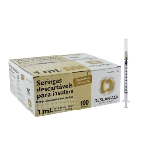 Seringa Insulina 1Ml Ag 13X0,45 c/100 un Descarpack