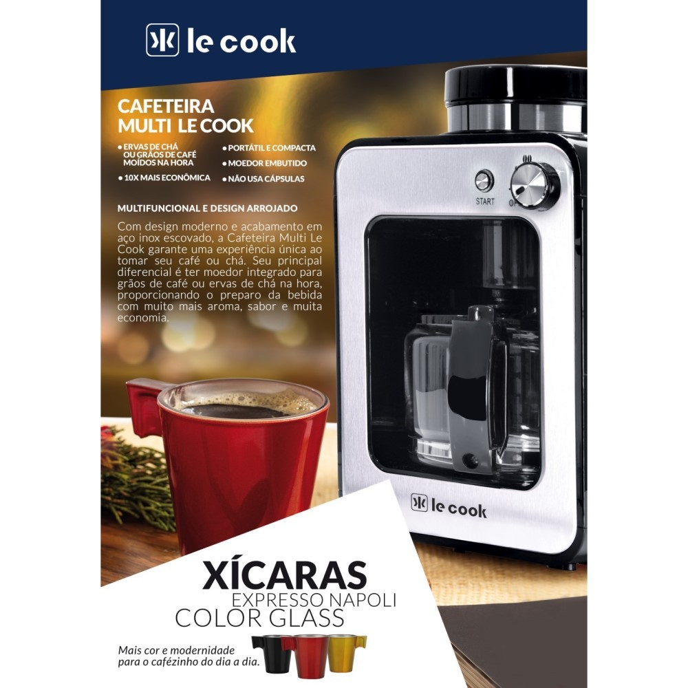 Máquina De Café Automatica Com Moedor De Grãos 220v Ref:lc1714 - Le Cook