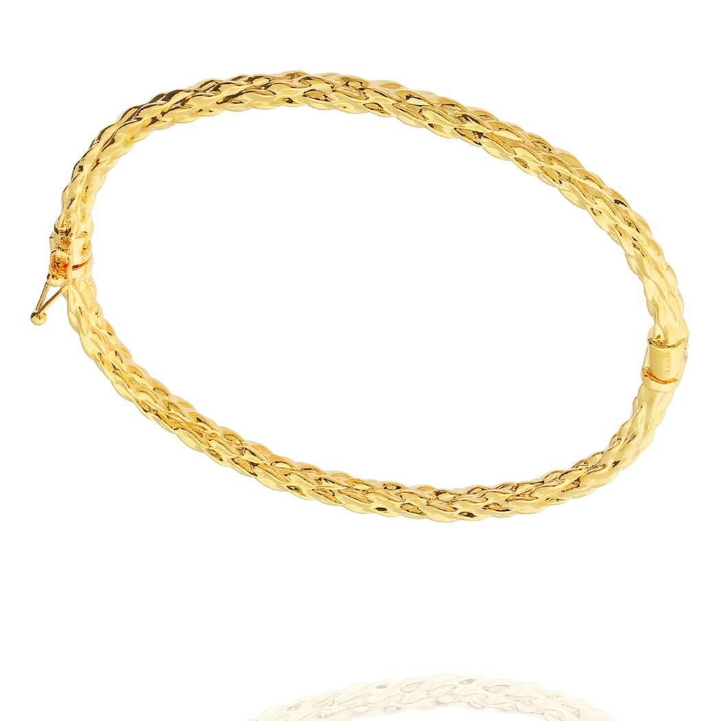 pulseira bracelete rígido ondulado dourado