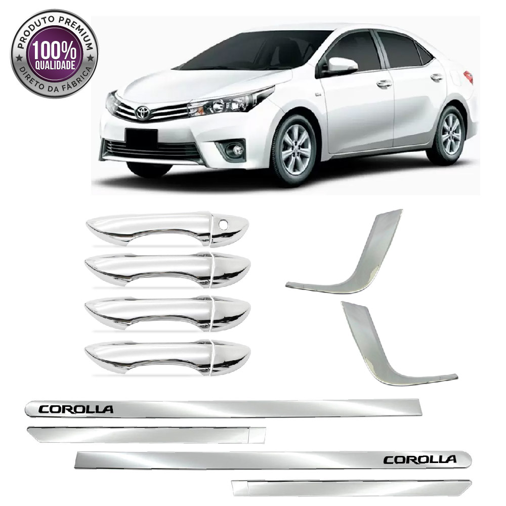 Kit Premium Apliques Cromados P/ Toyota Corolla 2015 16 17