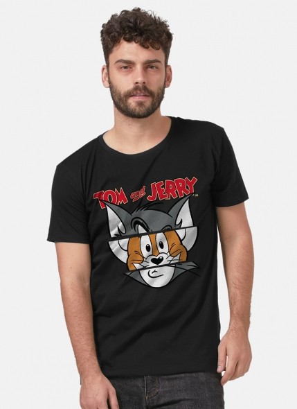 Camiseta Tom e Jerry Faces Black