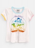 Camiseta Ringer Looney Tunes Personagens Rainbow