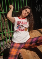 Camiseta Ringer Space Jam Taz Basket