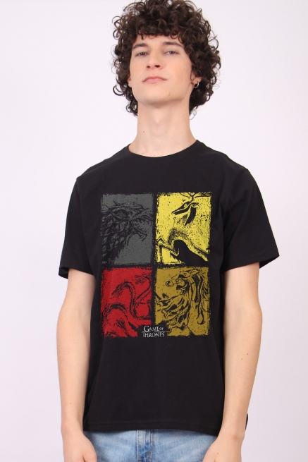 Camiseta Game of Thrones 10 Anos Stark, Lannister, Targaryen e Baratheon