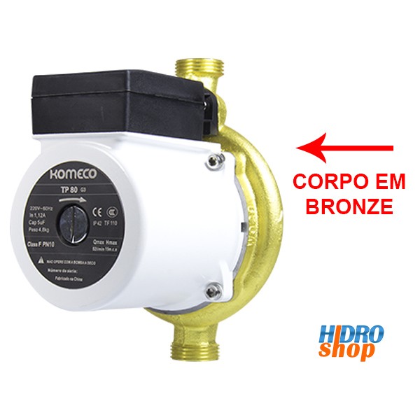 Mini Bomba Pressurizador para Água Komeco Corpo Em Bronze Tp80 110v - TP80110BZ