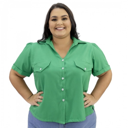Camisa Cropped Plus Size Salinas Verde