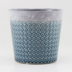 Cachepot Decorativo de Ceramica Azul