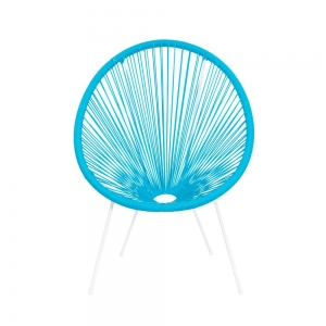 Cadeira AJ Import Base Metal Com Cordas Pvc Azul
