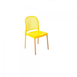 Cadeira Forte Plástico Vintage Amarela
