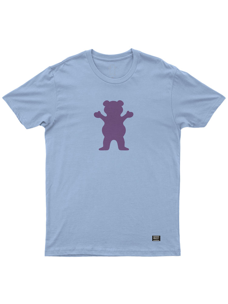 Camiseta Grizzly OG Bear Powder Azul Logo Roxo