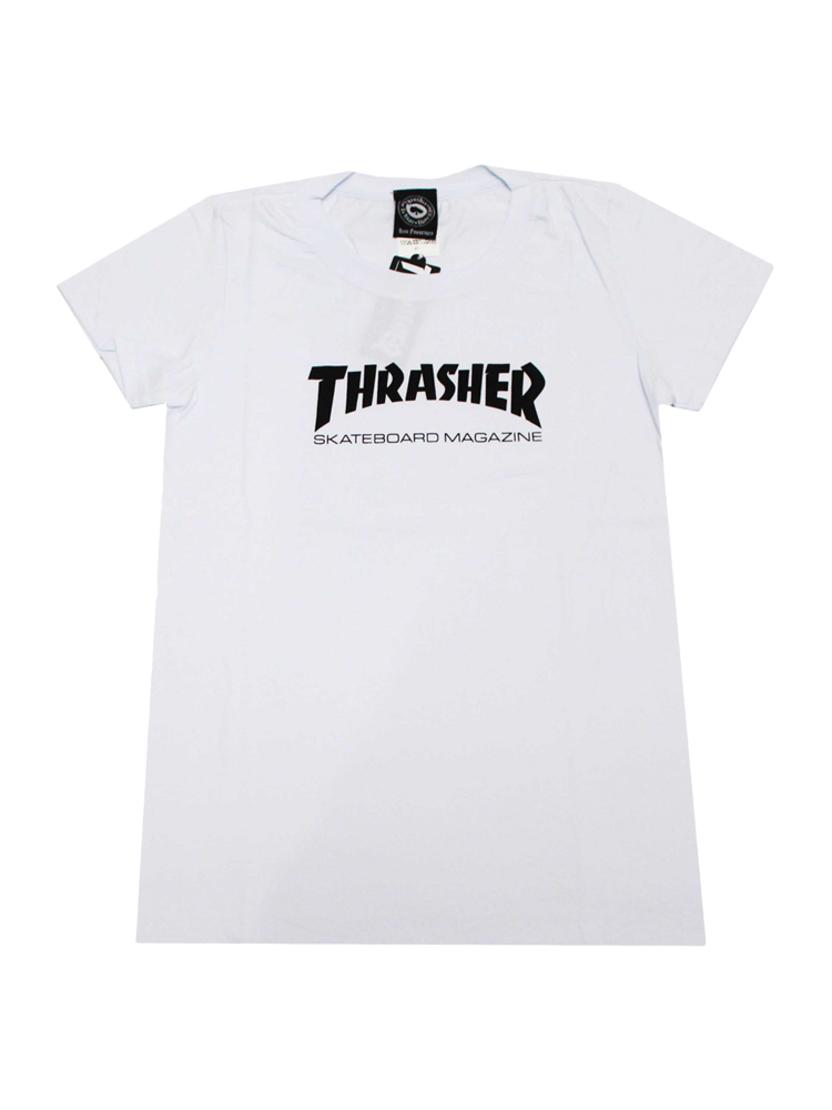 Camiseta Thrasher Feminina Skate Mag Branca