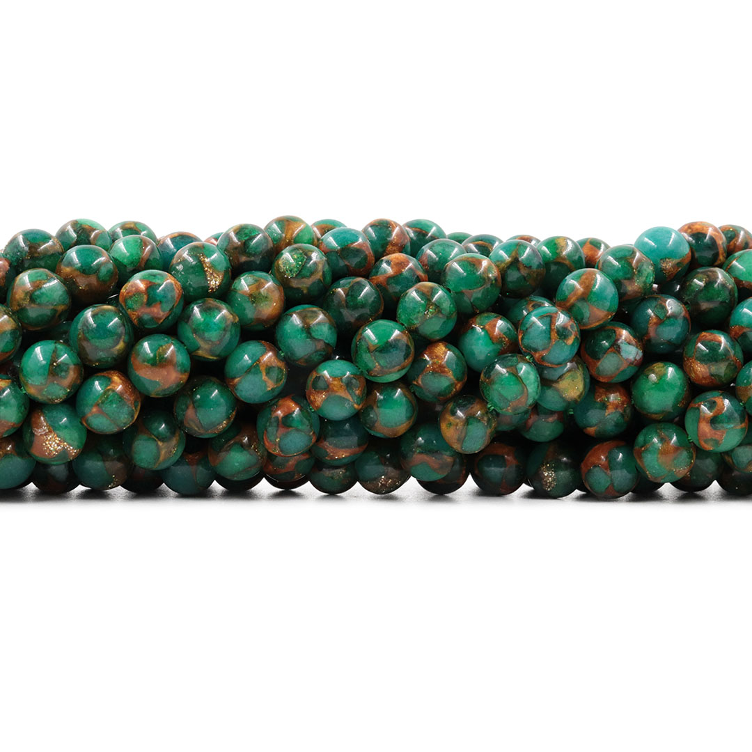 Ágata Blue Lake Verde Fio com Esferas de 8mm - F013 - ArtStones