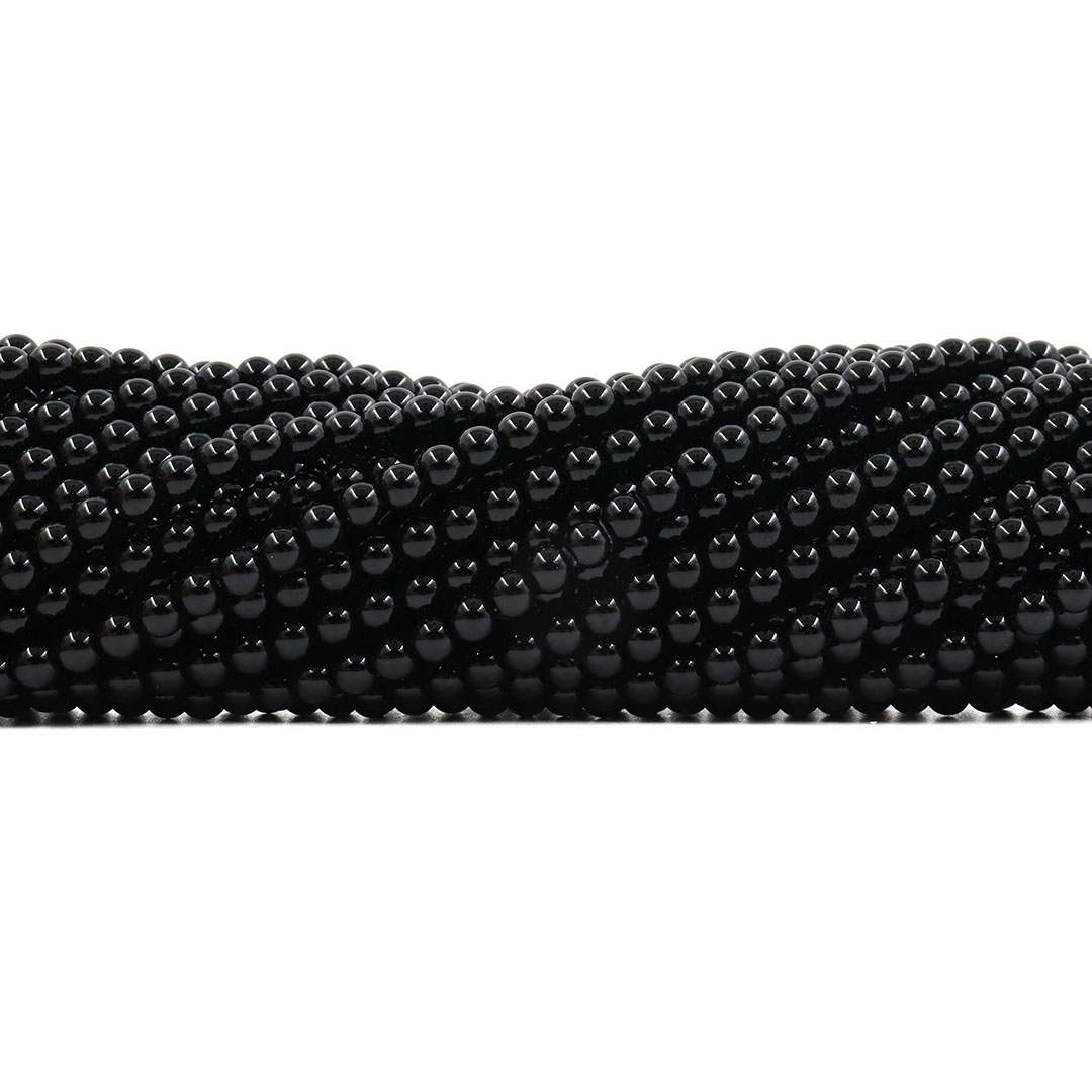 Ágata Preta Natural Fio com Esferas de 4mm - F000 - ArtStones
