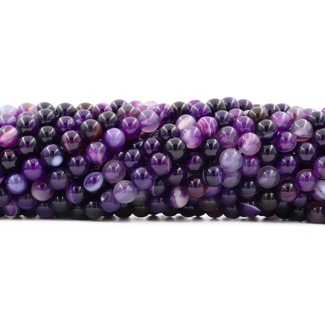 Ágata Purple Mesclada Fio com Esferas de 6mm - F069 - ArtStones