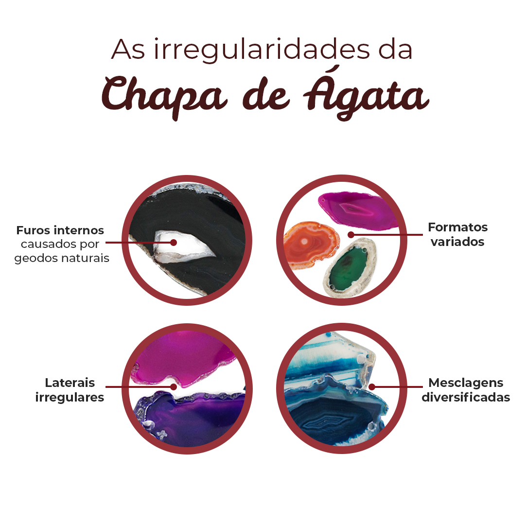 Chapa de Ágata Preta Mesclada Furada 6 a 7.5cm - 1 Peça - AGT005 - ArtStones