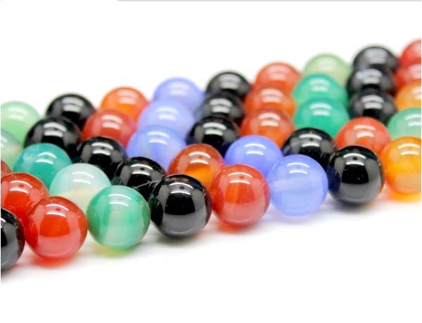Ágata Natural Colorida Fio com Esferas de 6mm - F647 - ArtStones