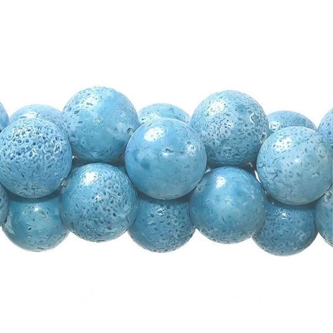 Coral Esponja Azul Claro Fio com Esferas de 14mm - F542