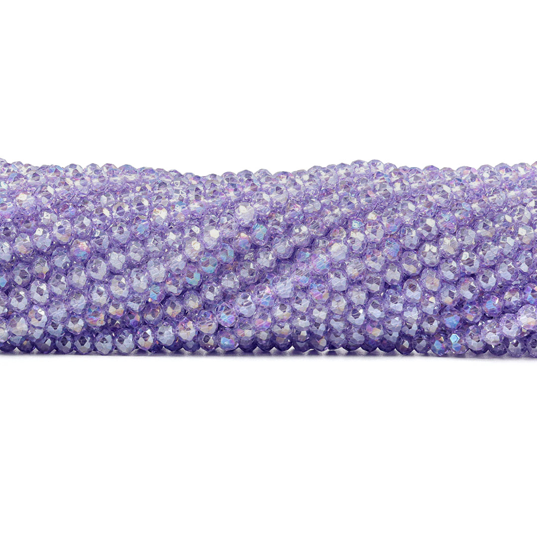 Fio de Cristal de Vidro Violeta Boreal 4mm - 118 cristais - CV151 - ArtStones