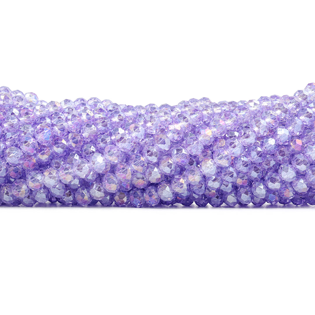 Fio de Cristal de Vidro Violeta Boreal 6mm - 87 Cristais - CV154 - ArtStones