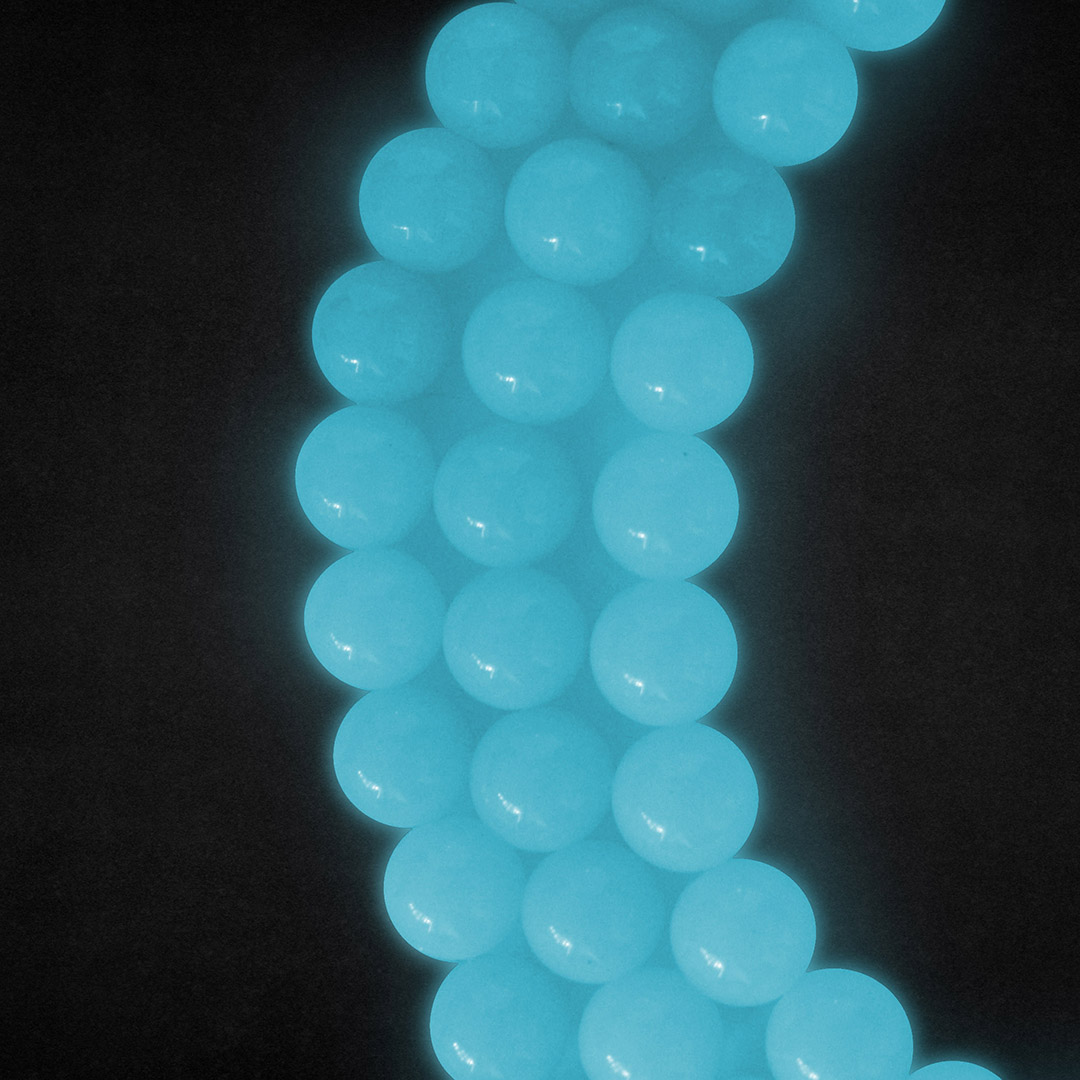 Fio de Pedra Jade Fluorescente Azul Neon 6mm  - F424  - ArtStones
