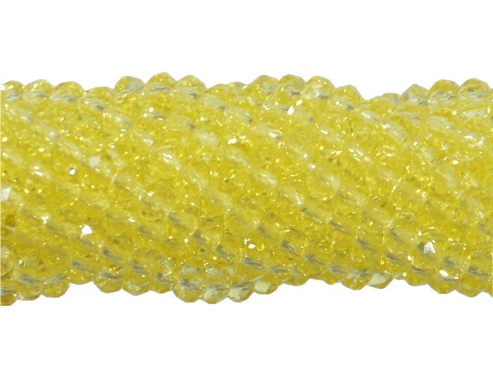 Fio de Cristal de Vidro Amarelo Translúcido 3mm - 144 cristais - CV065  - ArtStones