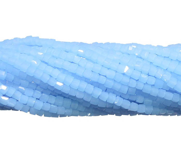 Fio de Cristal de Vidro Azul Caribe Cubo 2mm - FCR_709  - ArtStones
