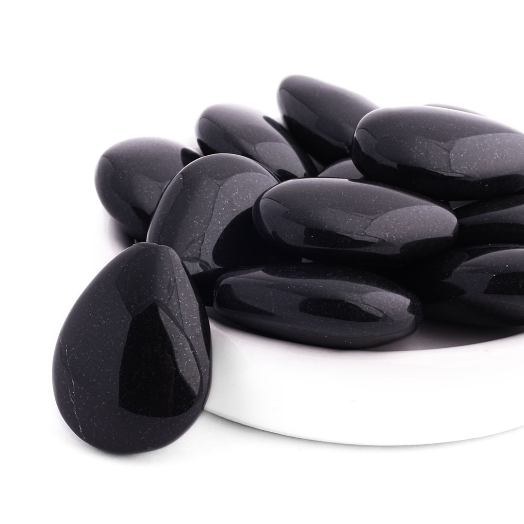 Gota Meio Furo de Obsidiana Negra 20x15mm - 1 Peça - PA596
