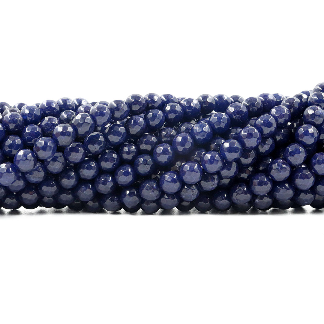Jade Safira Fio com Esferas Facetadas de 6mm - F183 - ArtStones