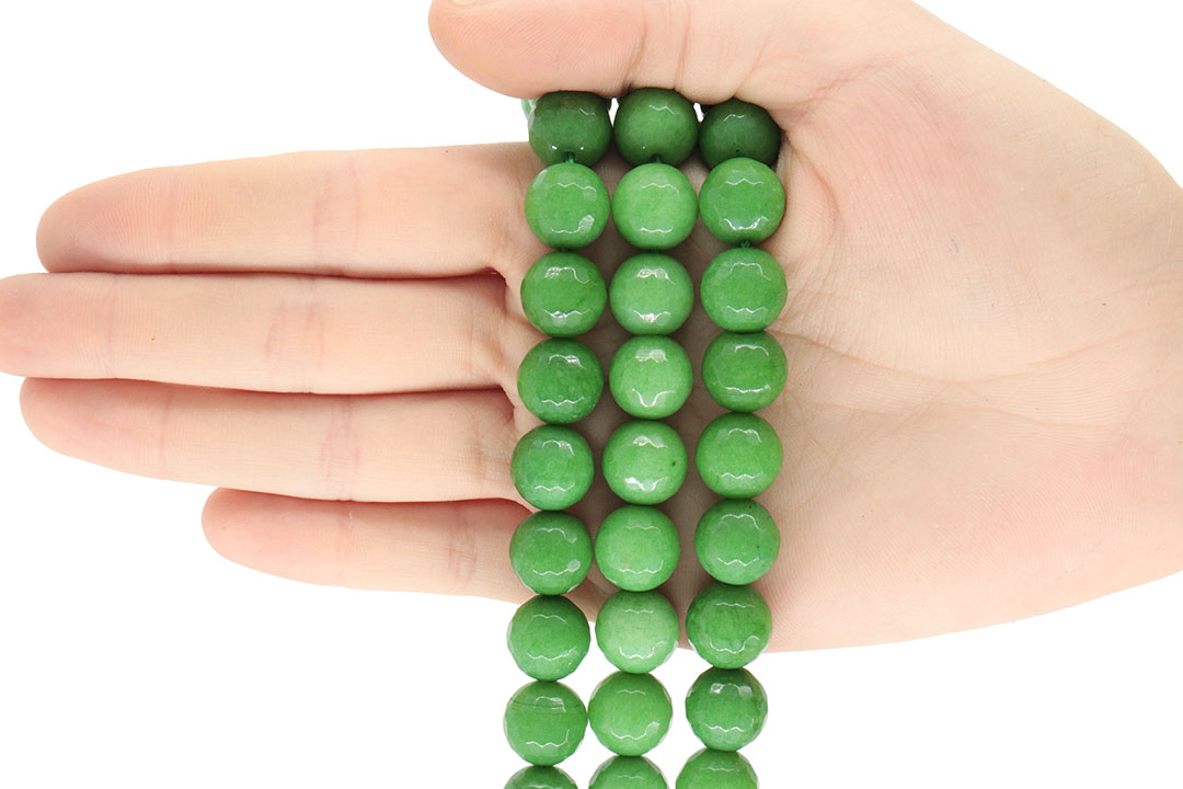 Jade Verde Trevo Fio com Esferas Facetadas de 12mm - F301  - ArtStones