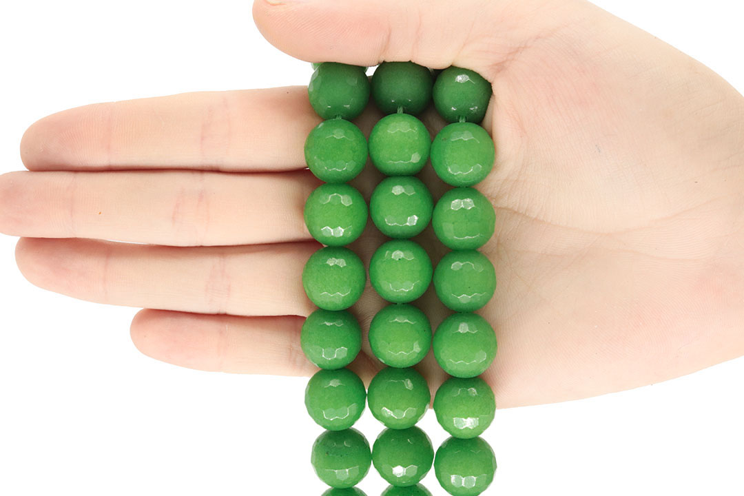 Jade Verde Hortelã Fio com Esferas Facetadas de 14mm - F272 - ArtStones