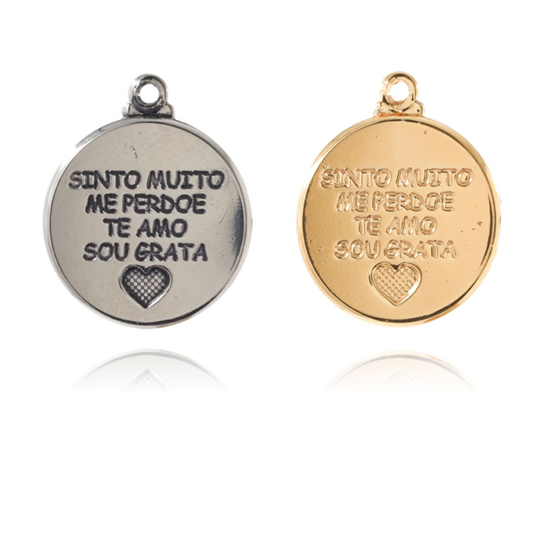 Medalha Hooponopono 15mm Metal - 3 Peças - AM031  - ArtStones