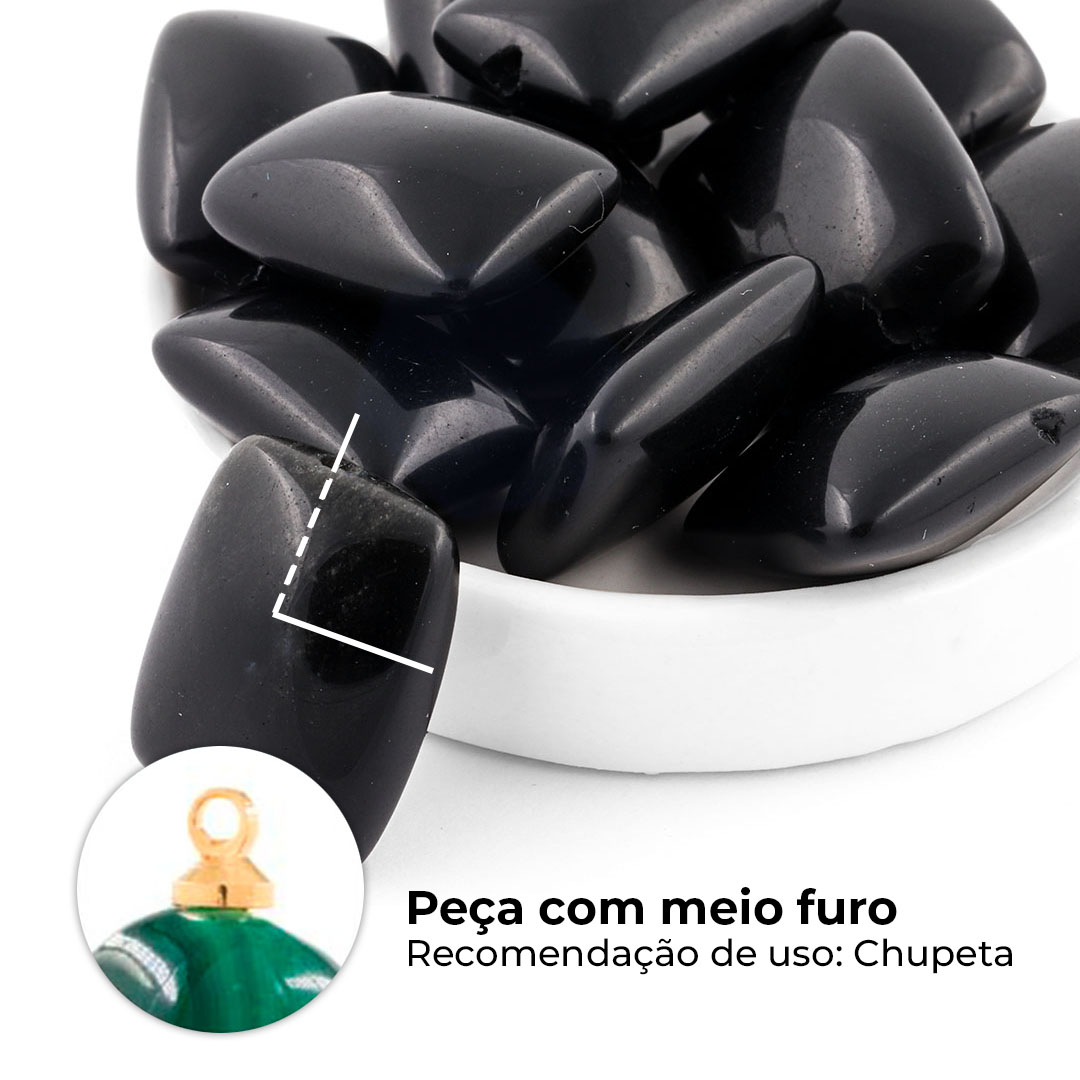 Pastilha de Obsidiana Negra - Tamanhos Variados - 1 Peça - PA221 - ArtStones