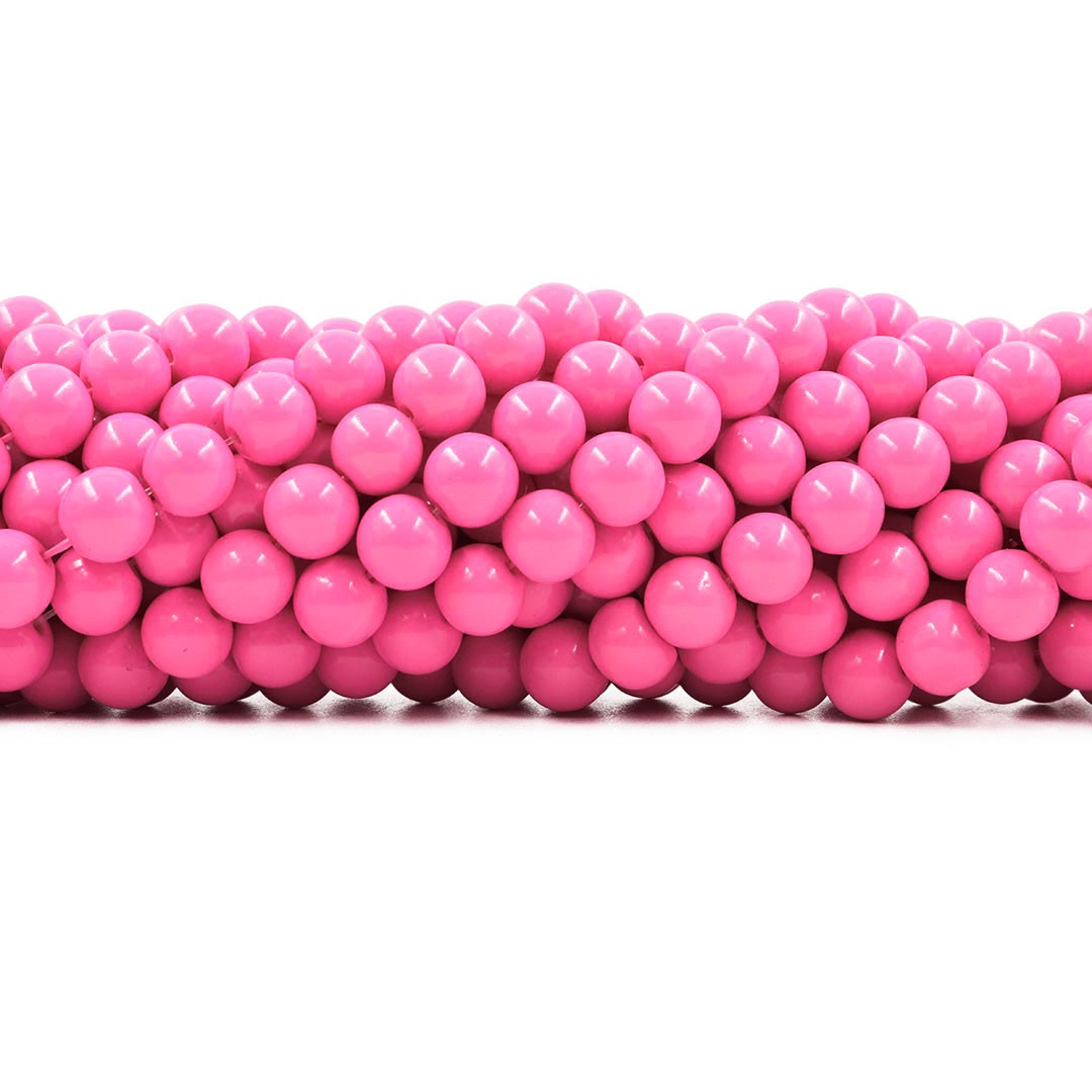 Pérola de Vidro Candy Colors Pink 8mm - 48 pérolas - PM088  - ArtStones