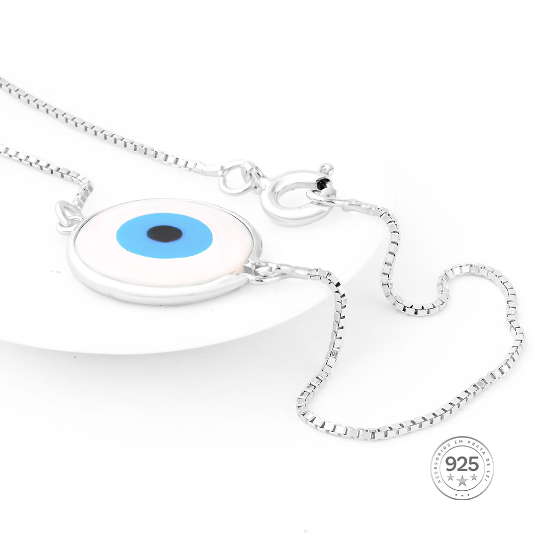 Pulseira Olho Grego 16cm em Prata 925 - 1 peça - PR301