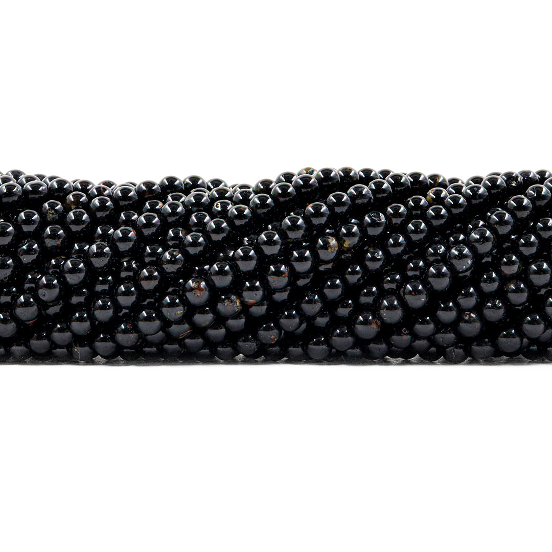 Turmalina Negra Natural Fio com Esferas de 4.5mm - F518